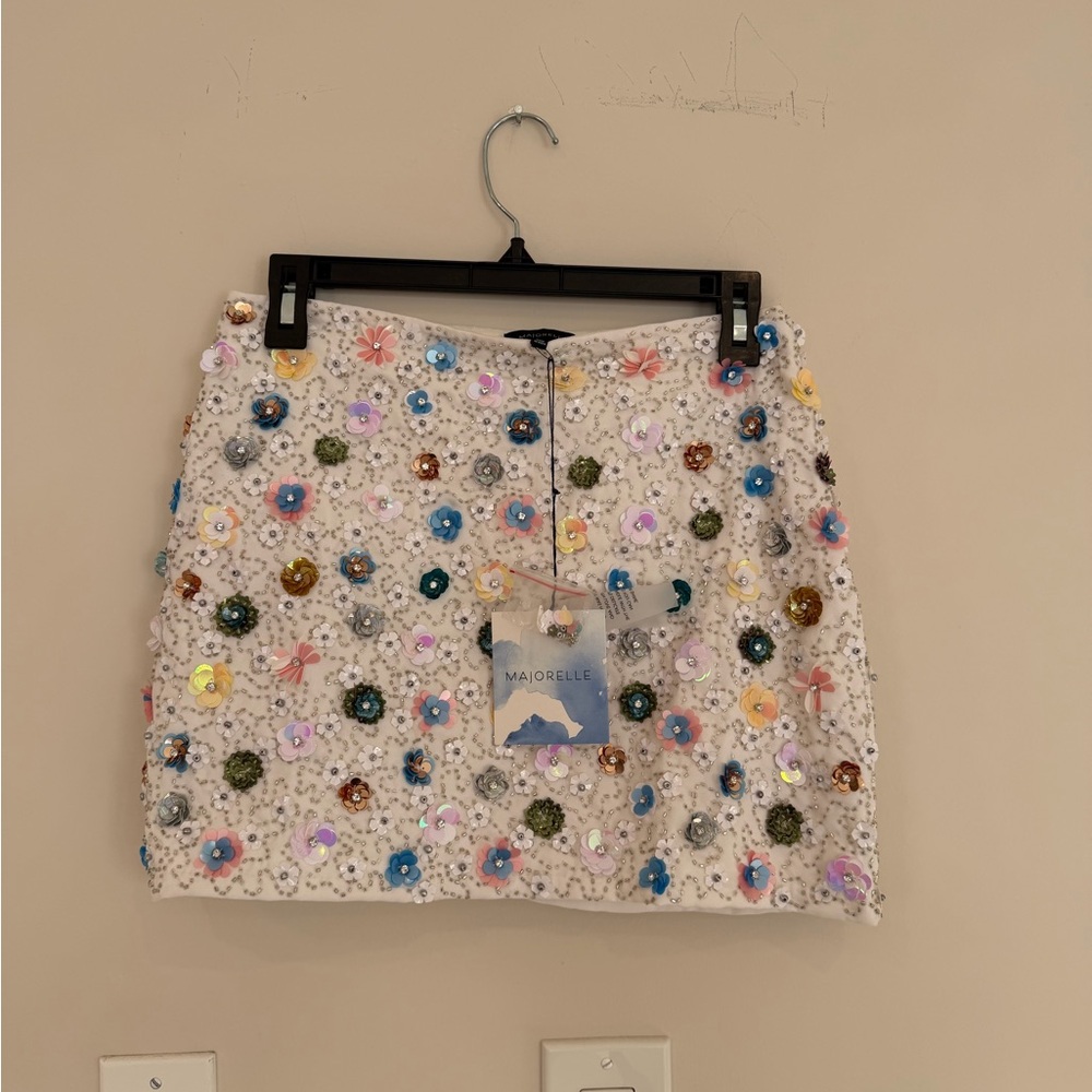 Leva Embellished Mini Skirt in White Multi
MAJORELLE Revolve